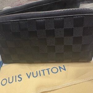 Louis Vuitton Black Checkered Zip Wallet
